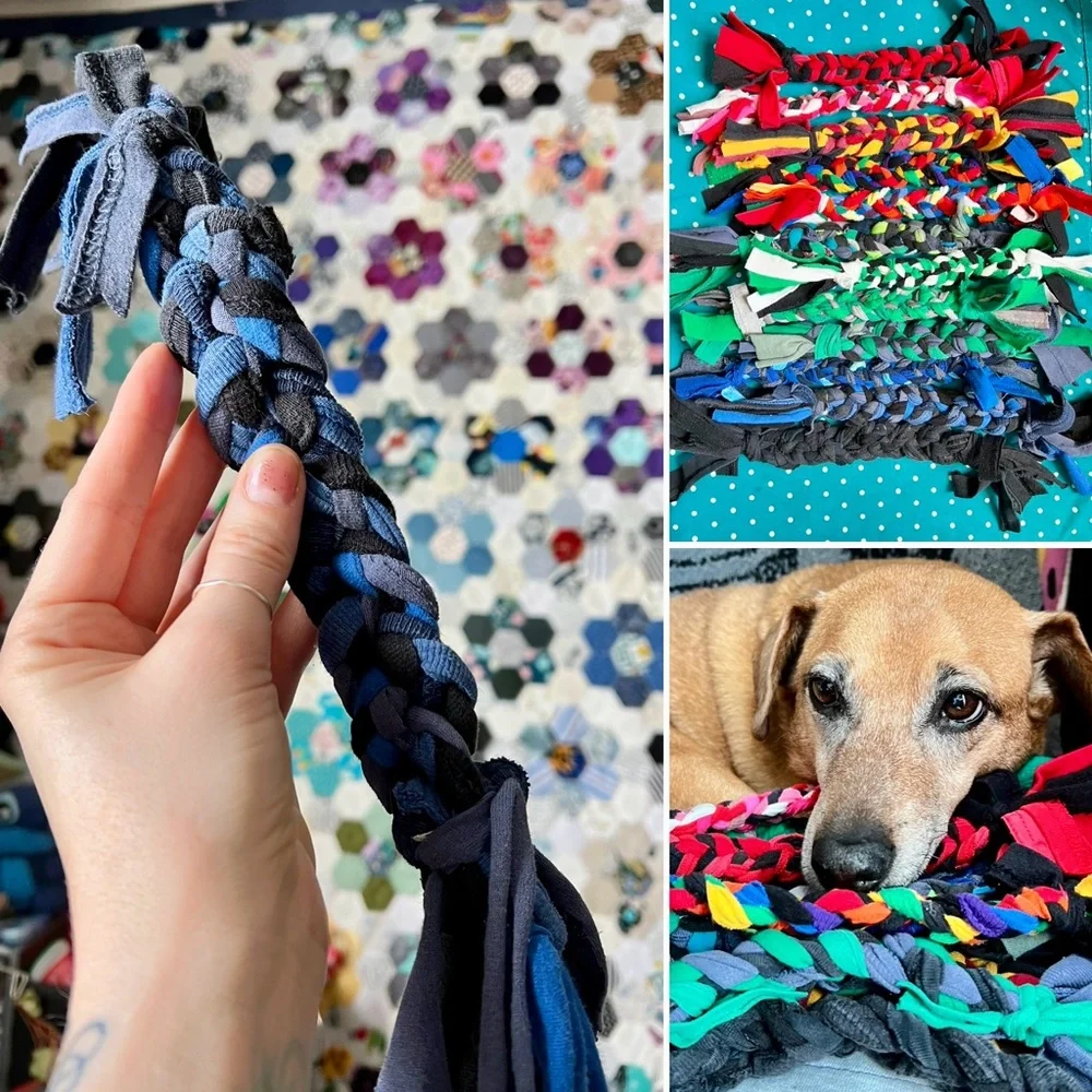Colorful Dog Tug Toy - Braided Upcycled